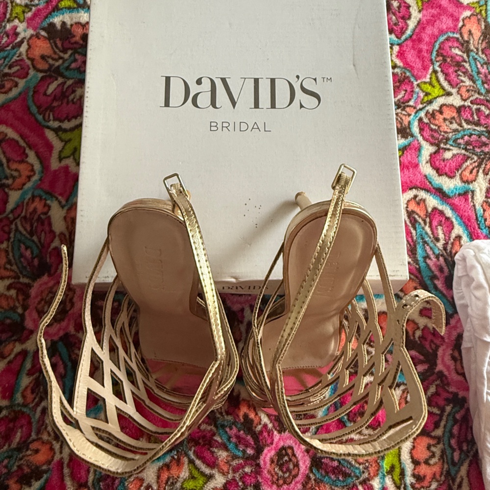 David's Bridal Gold Elegant Heels